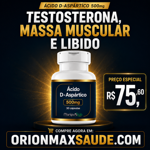 Ácido D-Aspártico 500mg — Testosterona, Massa Muscular e Libido | Manipulab
