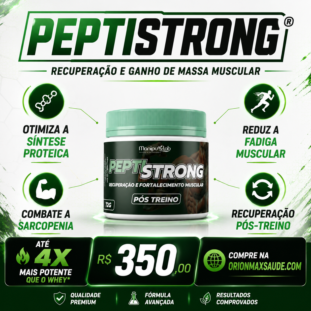 PeptiStrong — Recuperação e Fortalecimento Muscular | Manipulab