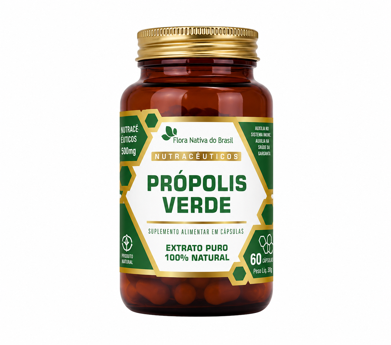 Própolis Verde 500mg – Flora Nativa do Brasil 60 Cápsulas