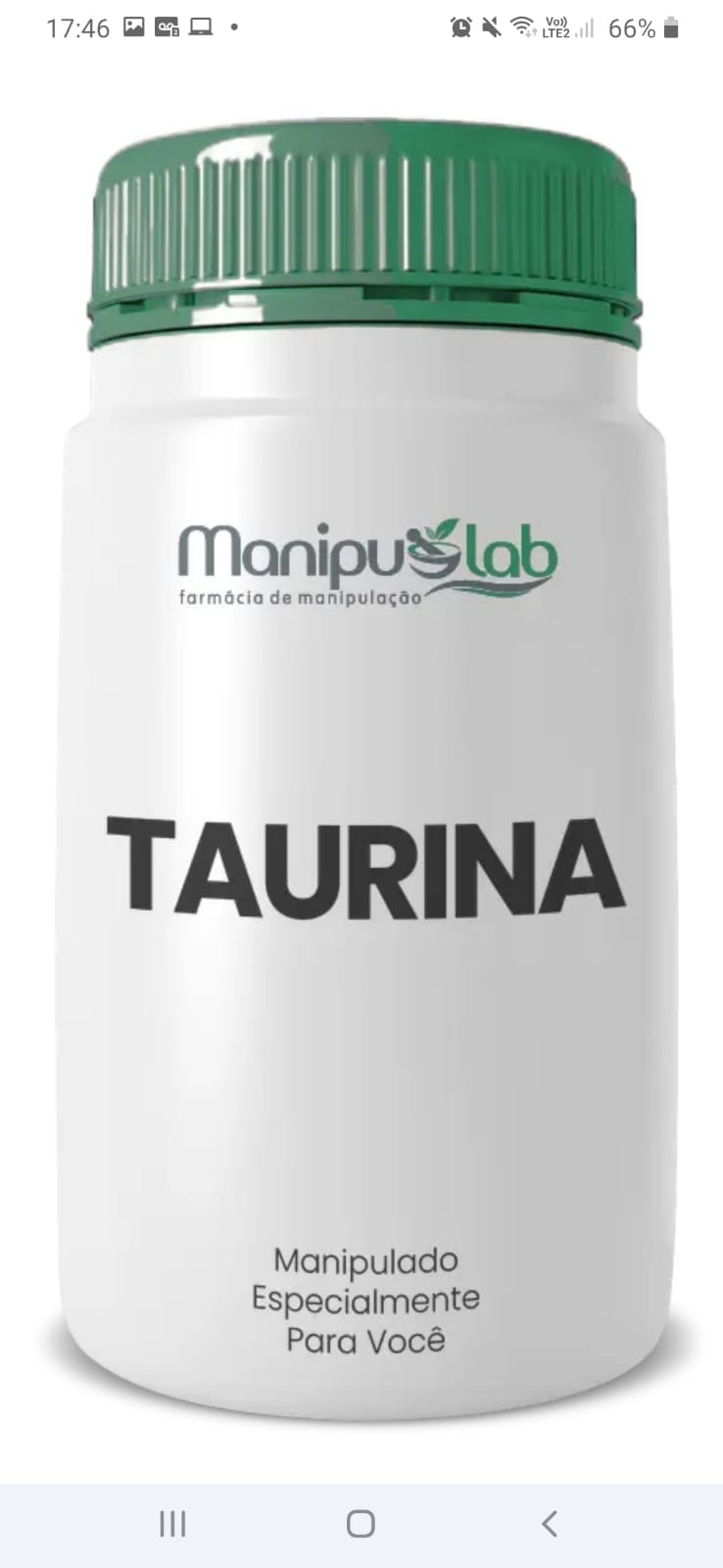 Taurina 500mg — Aminoácido para Coração, Músculos e Cérebro | Manipulab