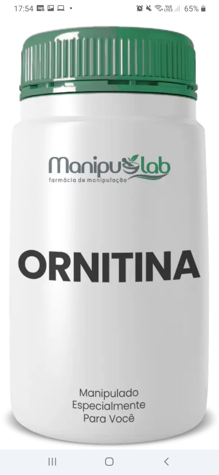 Ornitina 300mg — Massa Muscular, Emagrecimento e Detox Hepático | Manipulab