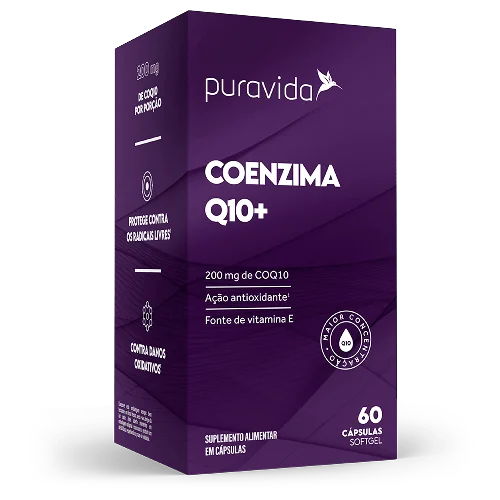 Coenzima Q10+ – 200mg COQ10 + Vitamina E | Puravida 60 Cápsulas
