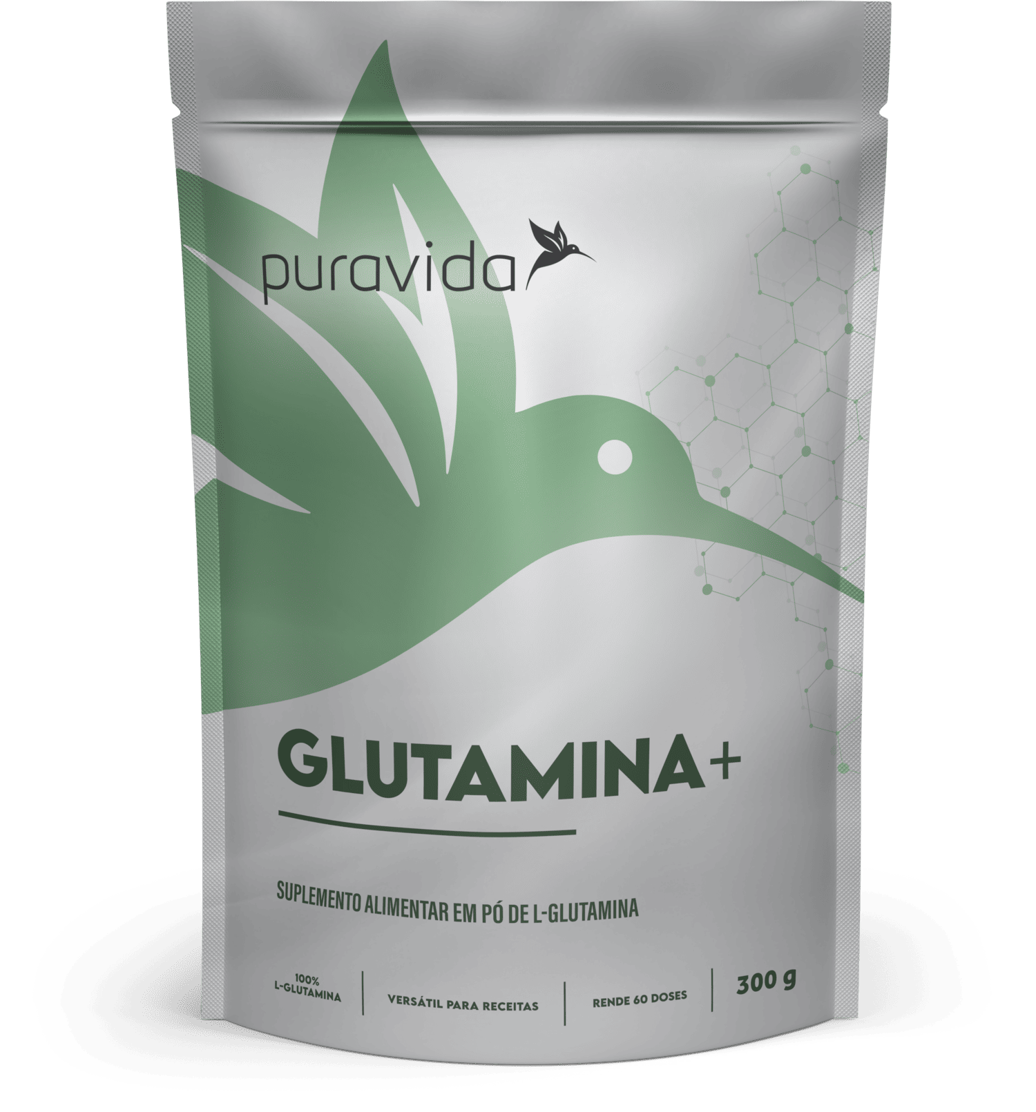 Glutamina+ – L-Glutamina em Pó Vegana | 300g | 60 Doses | Puravida