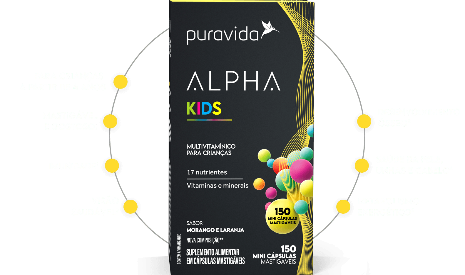 Alpha Kids – Multivitamínico Infantil em Minicápsulas | 150 Cápsulas | Puravida